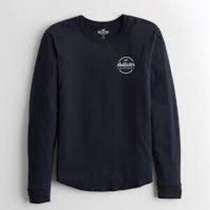Women’s Hollister Navy Flock Logo Graphic Long Sleeves - Size S